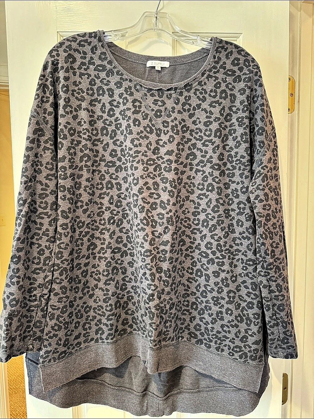 Z Supply The Brushed Leopard Pullover Gray & Black